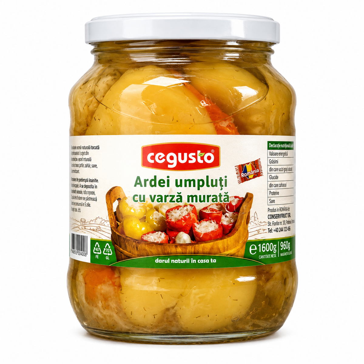 Cegusto Poivrons Farcis au Chou Salé 1,6 kg