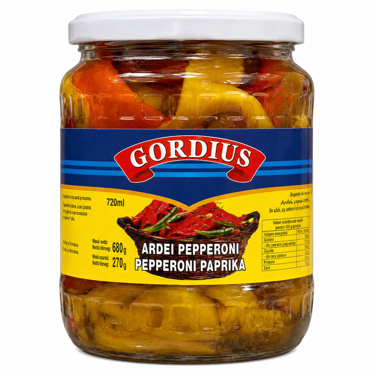 Poivrons peperoni Gordius au vinaigre 680g