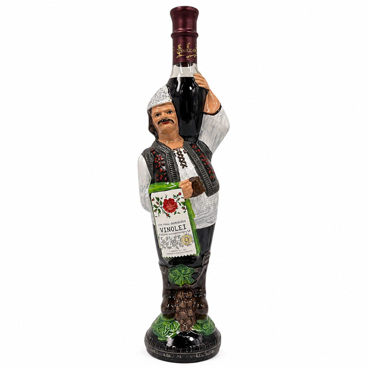 Vinolei Vin Rouge Demi-Doux en Bouteille Décorative Traditionnelle 1L