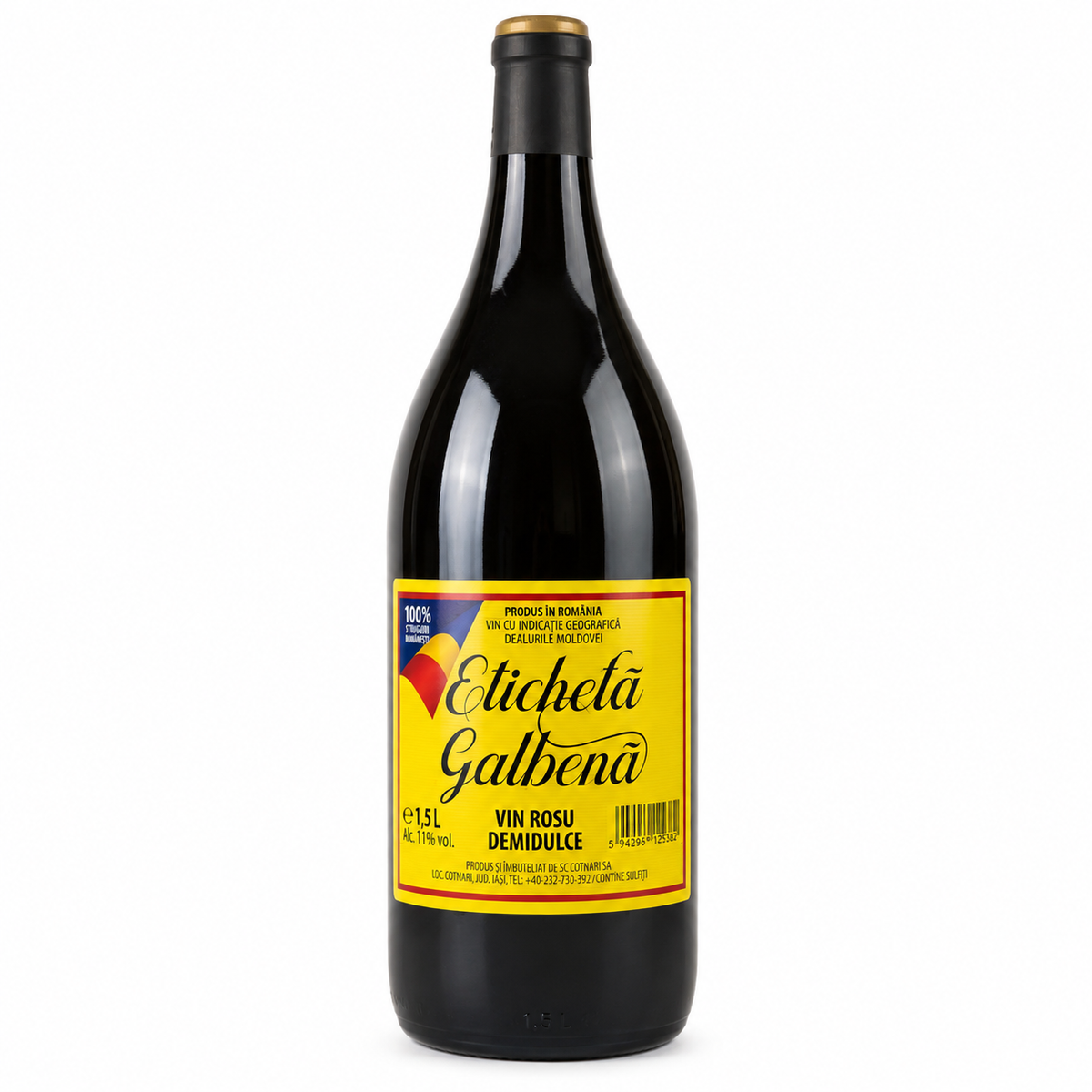 Cotnari Étiquette Jaune Vin Rouge Demi-doux 1,5L