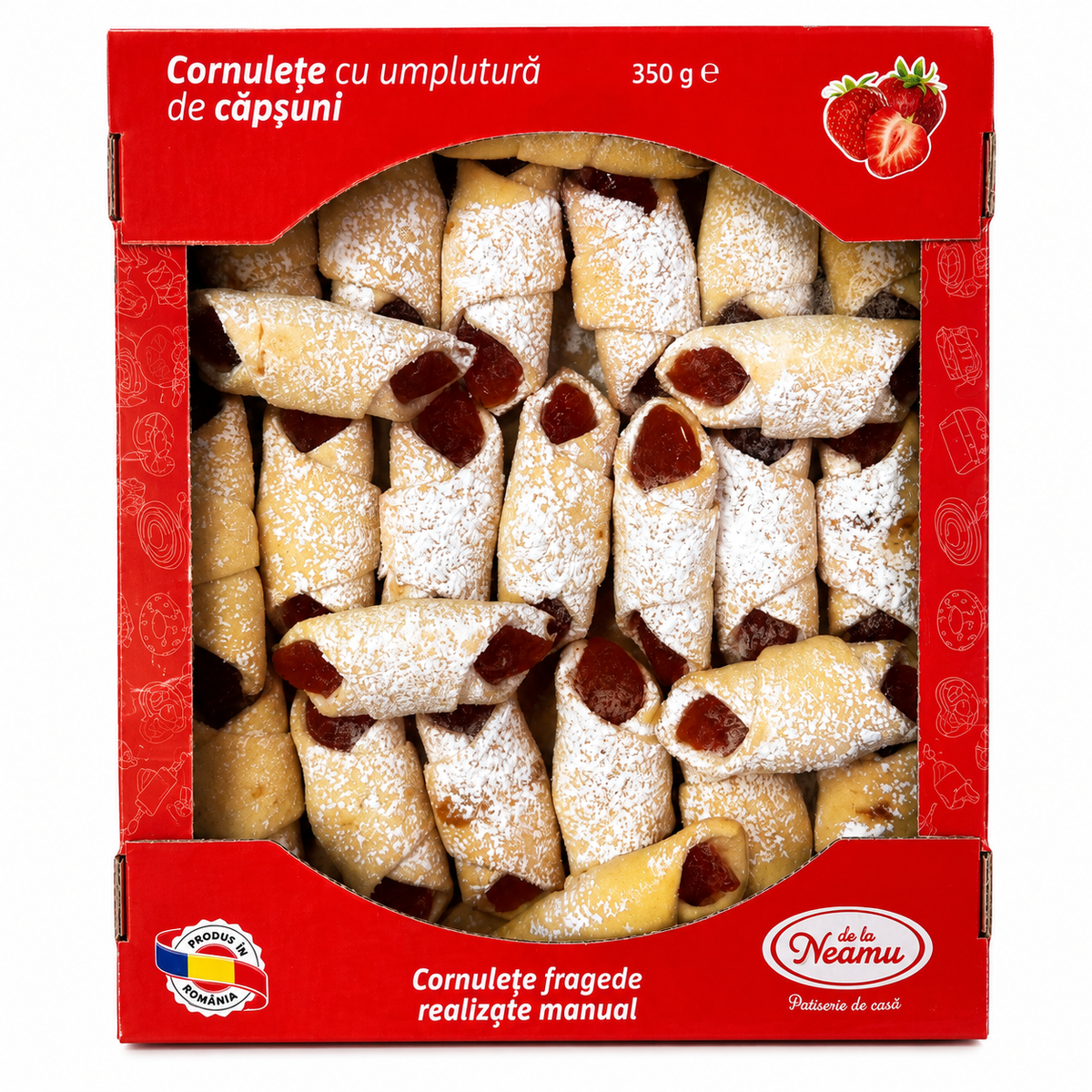 de la Neamu Cornulețe Fragede cu Umplutură de Căpșuni 350g
