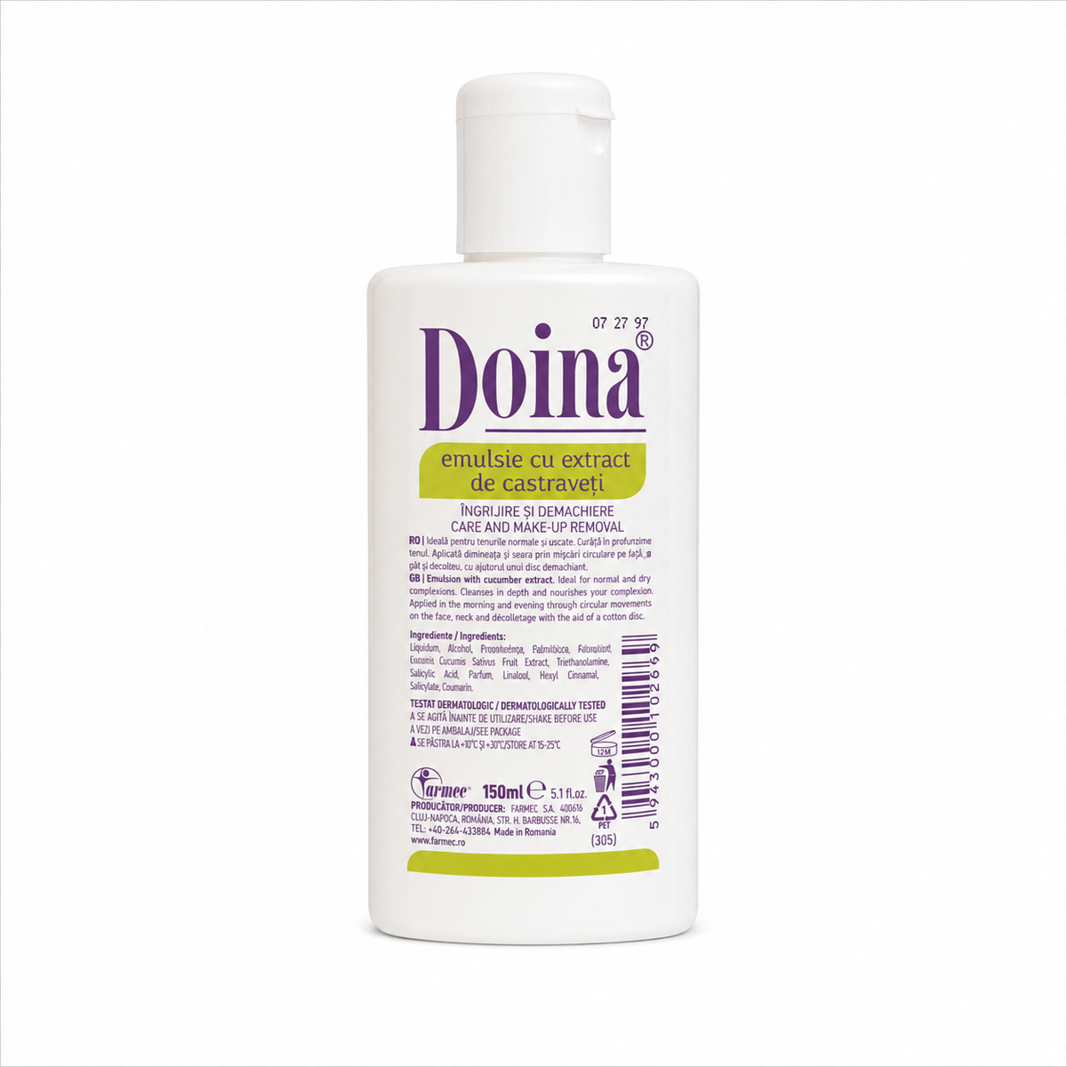 Doina Émulsion à l'extrait de concombre 150 ml