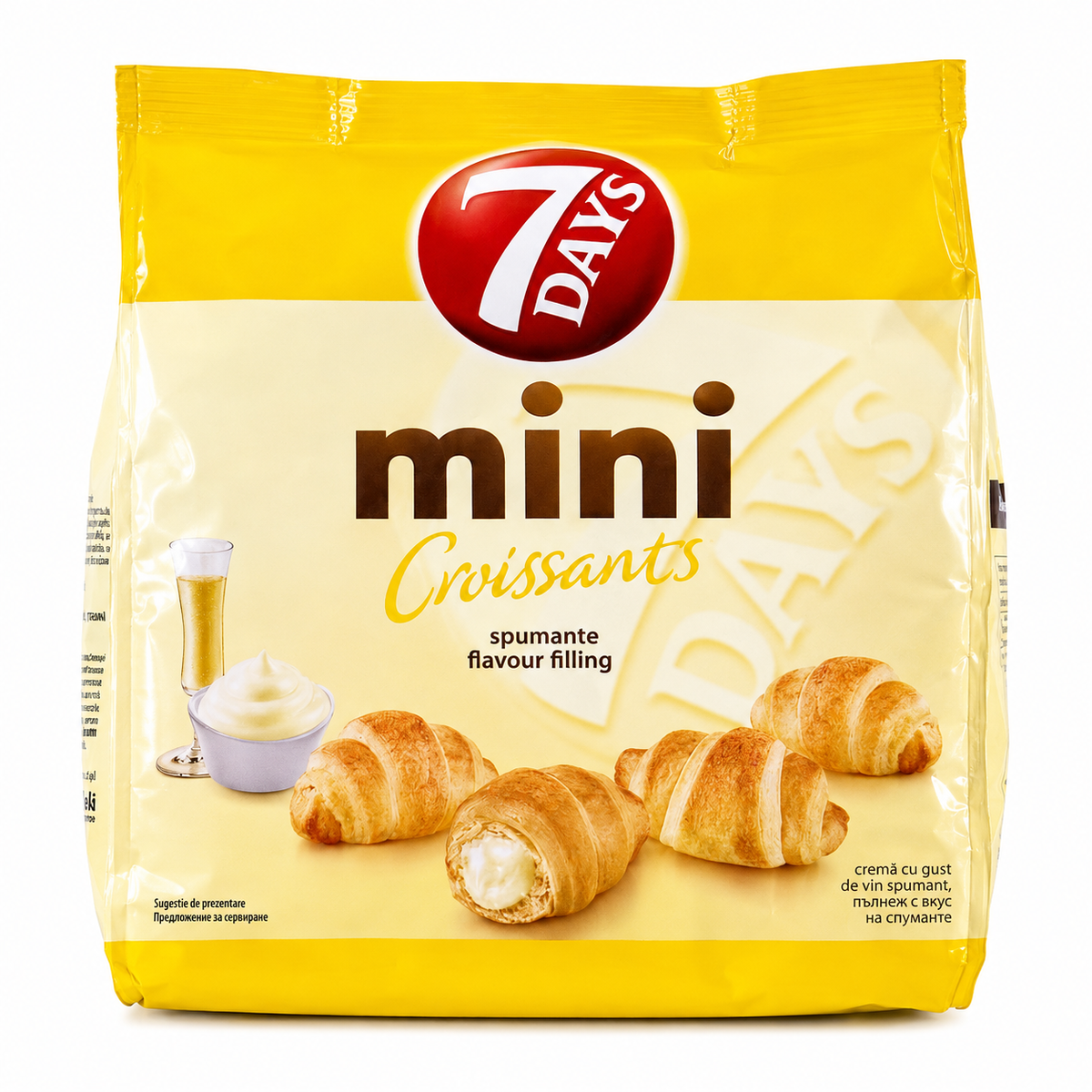 Mini croissante cu umplutura cu crema cu aroma de vin spumant 7 Days, 185 g