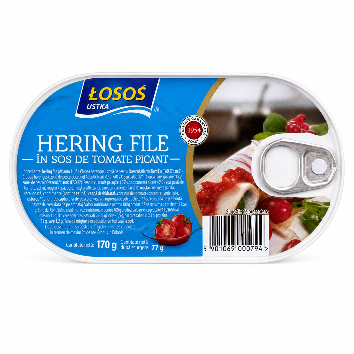 Losos Ustka Filet de Hareng en Sauce Tomate Piquante 170g