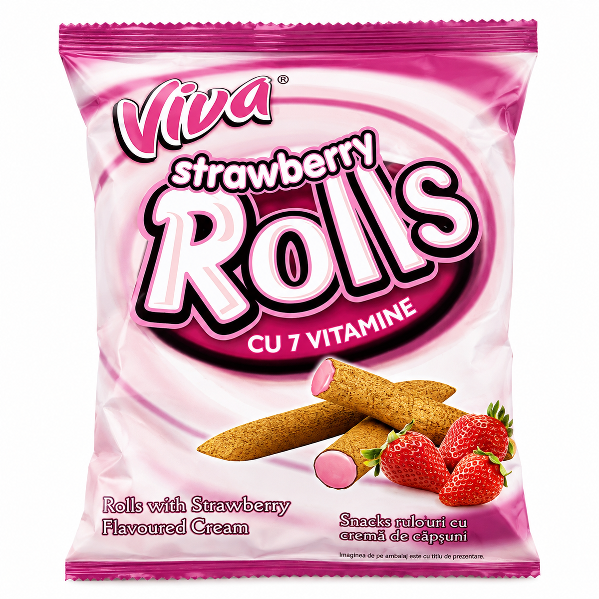 Viva Strawberry Rolls – Snacks Rulouri cu Cremă de Căpșuni 100g