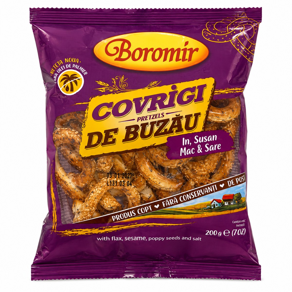 Boromir Bretzels de Buzău aux graines de lin, sésame, pavot et sel 200 g