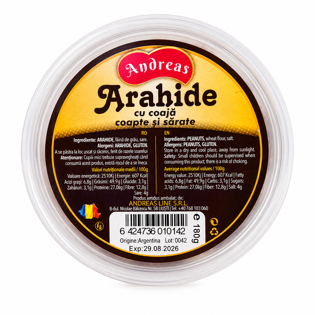 Andreas Arahide cu Coajă Coapte și Sărate – 180 g
