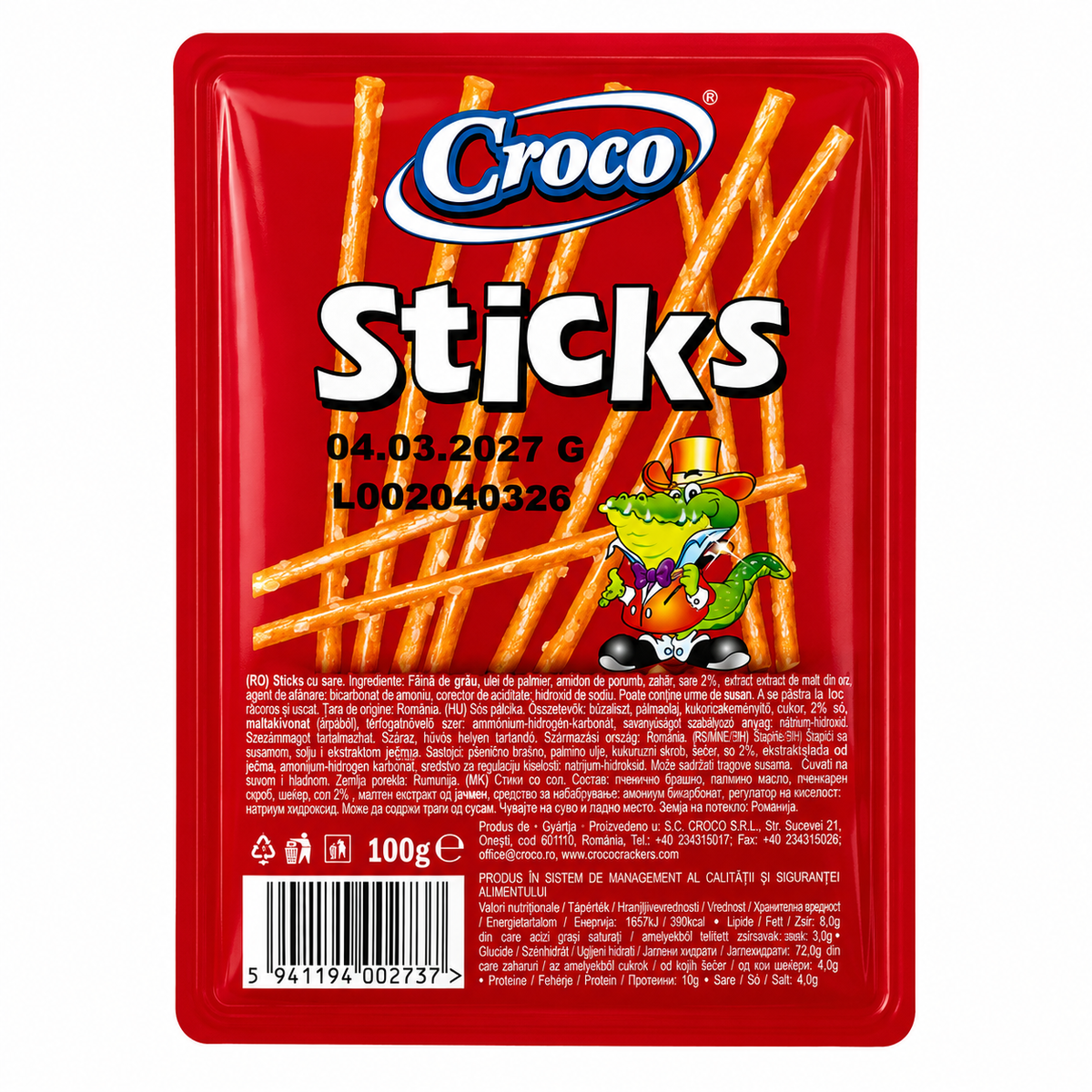 Croco Sticks cu Sare 100 g