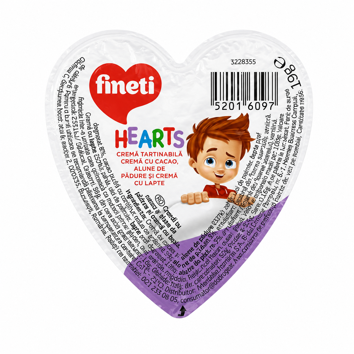 Fineti Hearts – Crème à Tartiner au Cacao, Noisettes et Crème Lactée 19g